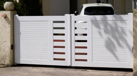 white automated double gates